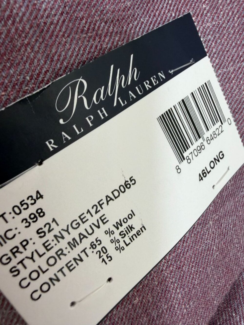 Ralph Lauren Blazer Jacket 46L Linen Silk Wool unstructured Purple Single Vent - Picture 5 of 12